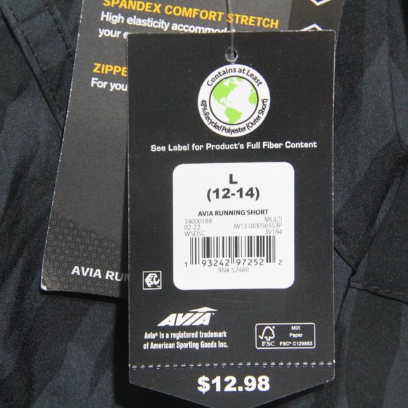 Avia Running Shorts NWT Black/Grey Size L - Picture 5 of 6
